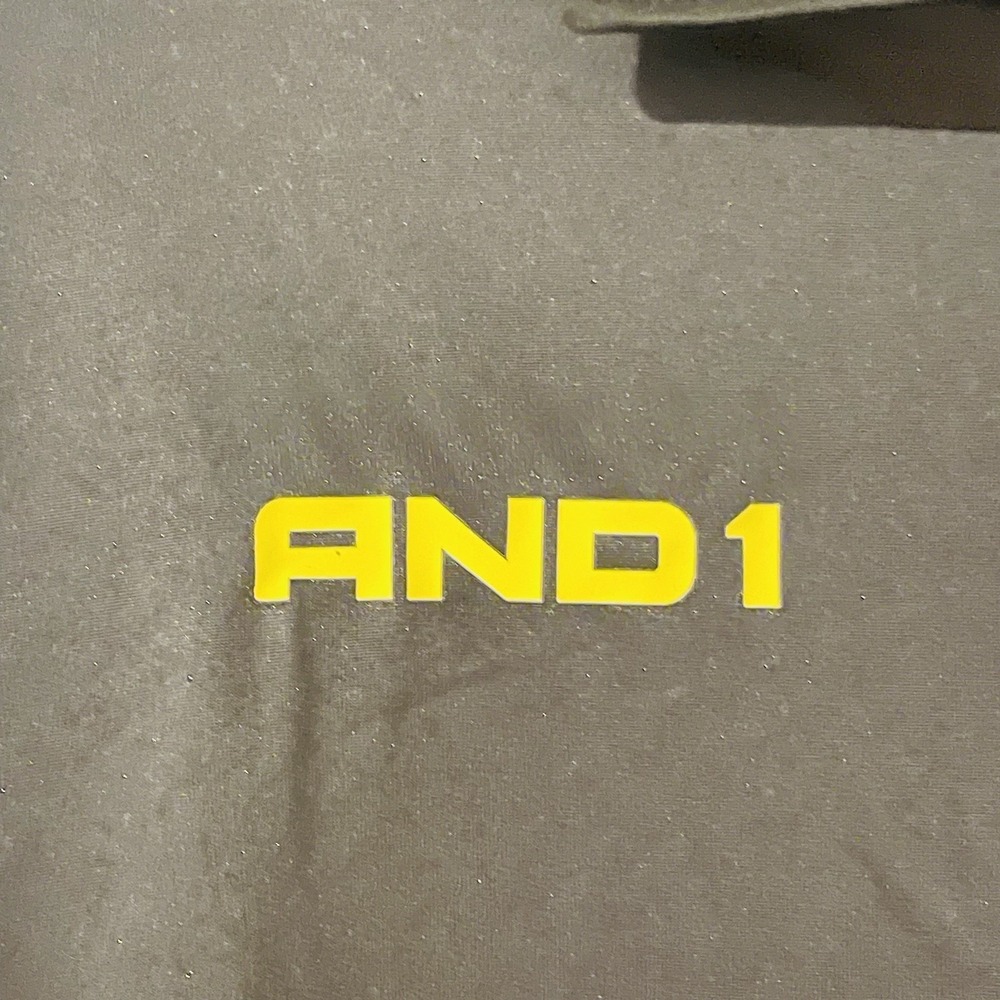 AND1‎ Wrap Around 1  Basketball Polo Shirt Large Yellow and Black Logo - Picture 3 of 10